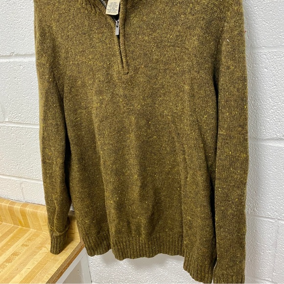 L.L. Bean Shetland Wool Quarter Zip Sweater Large - Picture 3 of 8